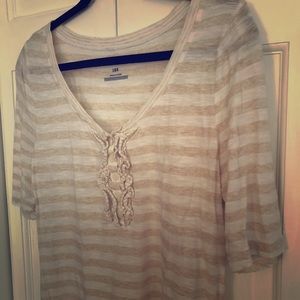 💗 LIKE NEW 💗 Old Navy Tan & White Striped Top L